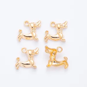 Set mit vier goldenen Dackel-Anhängern für DIY-Schmuck mit polierter Oberfläche