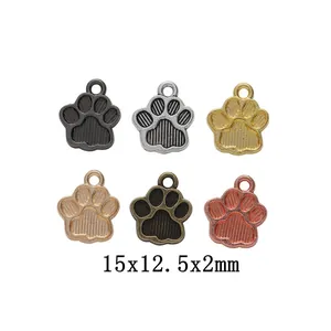 Vintage Zinc Alloy Animal Paw Print Charm Pendants For DIY Necklace Bracelet Jewelry Making Crafts Accessories 15x12mm