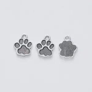 Vintage silver zinc alloy bear paw pendants for DIY jewelry making and necklaces