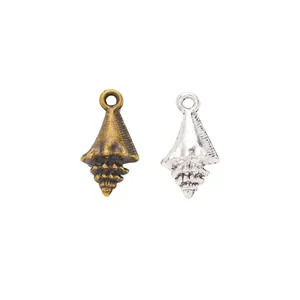Vintage alloy conch shell charms in antique bronze and silver for DIY jewelry making