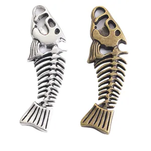 Colgantes vintage de espina de pescado en aleación plata y bronce para joyería DIY