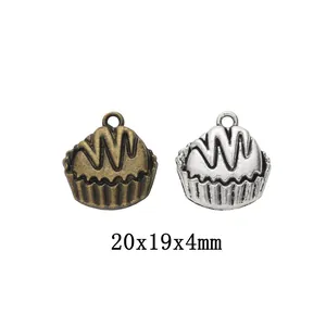 Colgantes de Cupcake de Aleación Vintage Comida 3D para Hacer Joyas DIY Collar Pulsera Accesorios de Joyería Retro