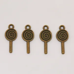 Pack of 4 vintage bronze spiral lollipop charms made of zinc alloy for DIY jewelry