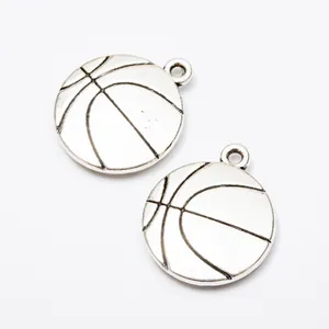Vintage silver basketball pendants made of zinc alloy for DIY jewelry and accessories