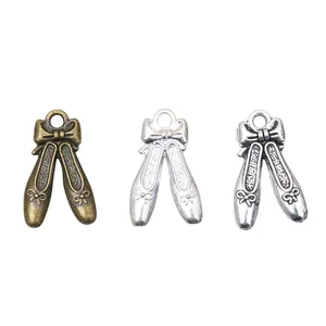 Pendentifs ballerines en alliage bronze et argent pour création de bijoux vintage DIY