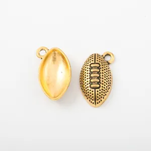Vintage antique gold American football charms for DIY jewelry making and keychains