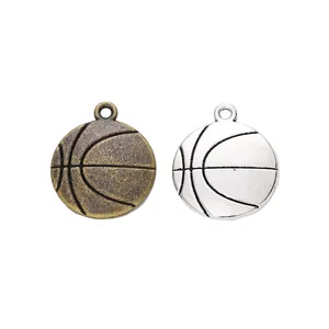 DIY basketball sport charms in antique bronze and silver finish for jewelry making