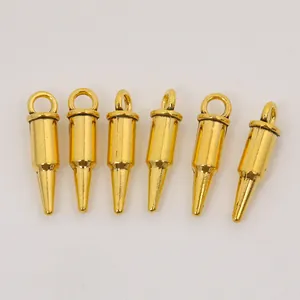 Set of 6 vintage gold bullet shaped zinc alloy charms for DIY jewelry making and crafts