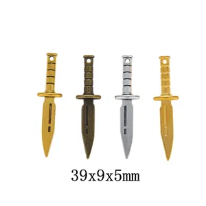 Vintage Alloy Dagger Sword Shape Pendants For Jewelry Making DIY Handmade Antique Metal Knife Charms Retro Craft Accessory