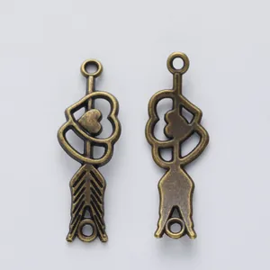 Antique bronze zinc alloy bow and arrow heart pendant charm for DIY jewelry making