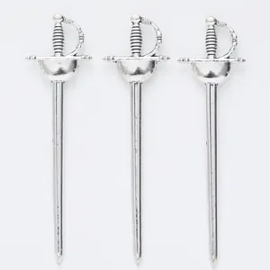 Three-piece set of silver alloy vintage sword pendants for DIY jewelry making accessories
