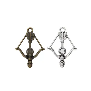 Pendentifs rétro en alliage arc et flèche en bronze et argent pour bijoux DIY