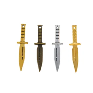 Vintage alloy dagger pendants for DIY jewelry making in bronze and gold finishes