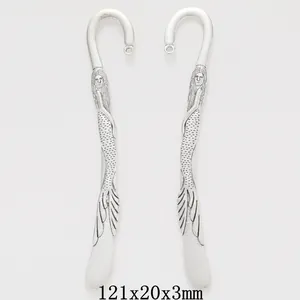 Vintage Alloy Mermaid Bookmark Pendant Metal Accessory For DIY Jewelry Making Ancient Silver Book Clip Reading Tool