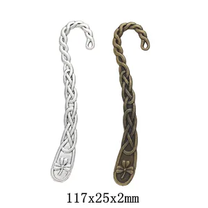 Vintage Zinc Alloy Celtic Knot Bookmark Pendant With Shamrock Four-Leaf Clover Pattern Antique Bronze Silver DIY Jewelry Findings Accessories