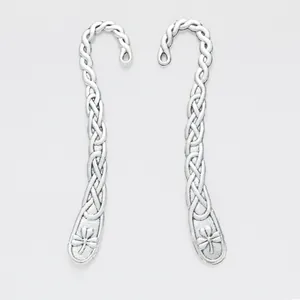 Vintage silver zinc alloy bookmarks with Celtic knot and shamrock clover design patterns
