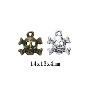 Vintage Zinc Alloy Skull Crossbones Charms Distressed Metallic Pendants For DIY Jewelry Making Necklaces Bracelets Accessory