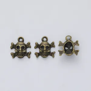 Retro bronze skull and crossbones metal pendants for DIY jewelry making accessories