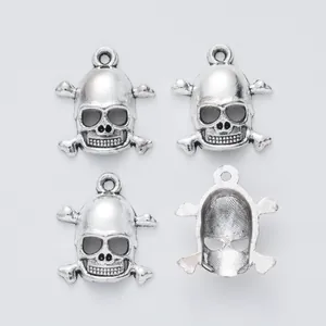 Retro Silber Totenkopf-Anhänger für DIY-Schmuck, 4er-Set aus Zinklegierung für Halsketten