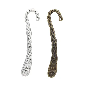Set of two vintage zinc alloy bookmarks in silver and bronze with Celtic knot design