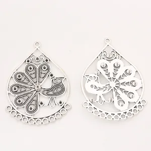 Vintage silver alloy peacock connectors for DIY jewelry making featuring filigree design