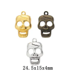 Vintage Zinc Alloy Skull Head Charms Pendants DIY Gothic Jewelry Making Accessory For Necklace Bracelet Halloween Gift