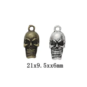 DIY Retro Zinc Alloy Skeleton Skull Pendants Antique Bronze Silver Hollow Back Charms For Jewelry Making DIY Crafts