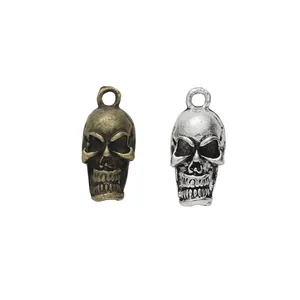 Retro zinc alloy skull pendants in antique bronze and silver finish for DIY jewelry crafts