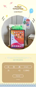 Detailed size comparison of a large white canvas tote bag next to an iPad device