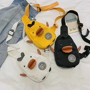 Bolso de Pecho de Lona de Pato de Dibujos Animados para Niños Bolso Bandolera Lindo Forma de Animal Bolso Mensajero Impermeable