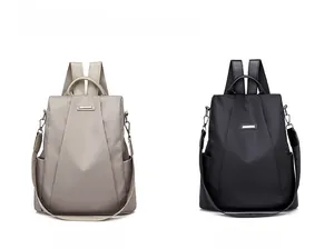 Detailed comparison of khaki and black water-resistant nylon anti-theft backpacks