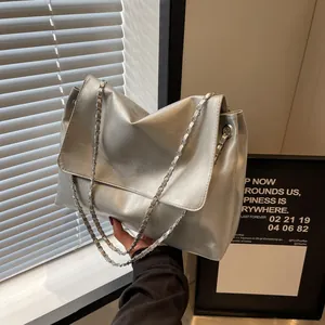 Large Capacity PU Leather Underarm Shoulder Bag For Women Fashion Chain Tote Fashion Bags Print Commuter Daily Handbag