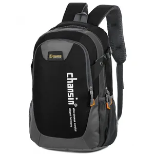 Large capacity black and grey ergonomic sports backpack with breathable mesh straps