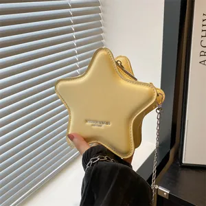 Sac à bandoulière tendance en forme d'étoile jaune avec chaîne métallique pour femme
