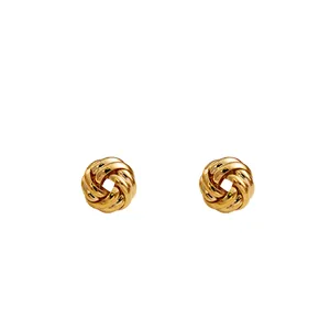 Elegant gold knot stud earrings featuring a minimalist twisted design for women