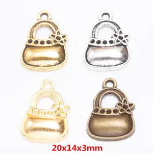 Vintage Alloy Handbag Pendant DIY Jewelry Making Flower Charm Retro Mini Bag Shape Craft Finding For Necklace Bracelet