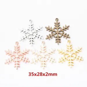 Ciondoli a Fiocco di Neve in Lega di Zinco Vintage Per Accessori per la Creazione di Gioielli Fai da Te Pendenti in Metallo Per Collane Braccialetti Stile Invernale Natalizio