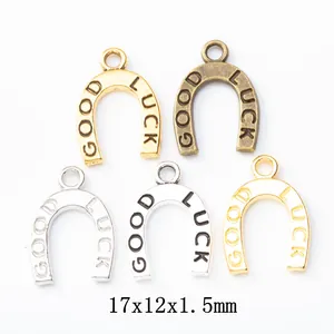 Vintage Zinklegering Hoefijzer Hanger Met Good Luck Gravure Voor DIY Sieraden Maken Armband Ketting Knutselen Accessoire