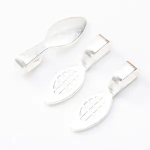 Three silver zinc alloy shovel charms with textured grid pattern for DIY jewelry making