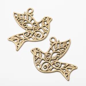 Vintage bronze alloy flying bird hollow pendant for DIY jewelry making accessories