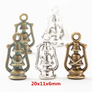 Dijes de Aleación Vintage Lámpara de Queroseno Plata Antigua Bronce Colgantes Lámpara de Aceite Retro para Joyería DIY