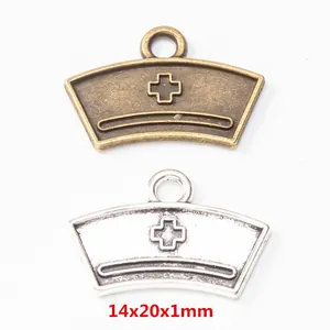 Vintage Zinc Alloy Nurse Hat Charm Cross Pendant Only (Without Chain) For DIY Necklaces Jewelry Making Handcrafted Accessory