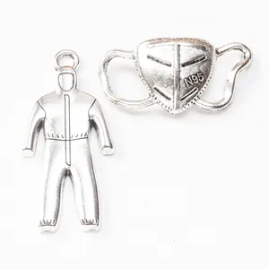 Vintage Zinc Alloy Medical Charms Antique Silver Face Mask N95 And Protective Clothing Pendants For DIY Jewelry Making Bracelet Necklace Findings