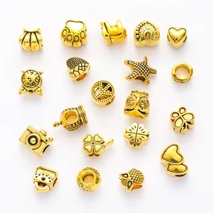 Assortiment de perles en alliage d'or vintage en formes d'animaux pour bijoux DIY