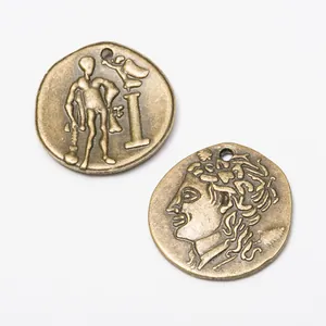 Vintage bronze zinc alloy pendants featuring Greek mythological figures for DIY jewelry