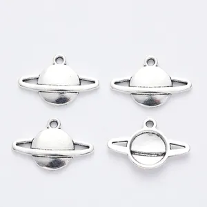 Retro zinklegering Saturnus planeet hangers voor DIY sieraden in antiek zilver kleur