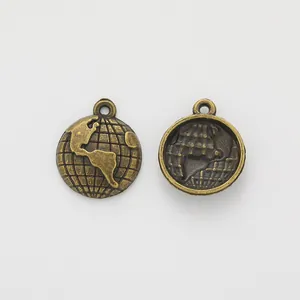Ciondoli a forma di mappamondo vintage in lega di zinco bronzo per gioielli fai-da-te