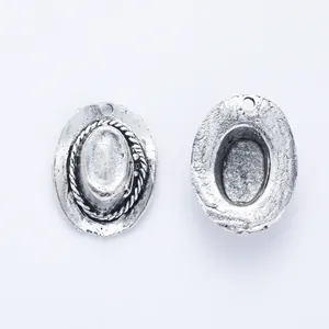 Paire de pendentifs chapeau de cow-boy vintage en alliage de zinc pour bijoux DIY