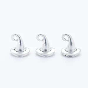 Three vintage silver wizard hat pendants for DIY jewelry making accessories set
