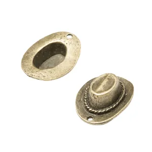 Pendentifs chapeau de cowboy en alliage de zinc vintage avec finition bronze antique